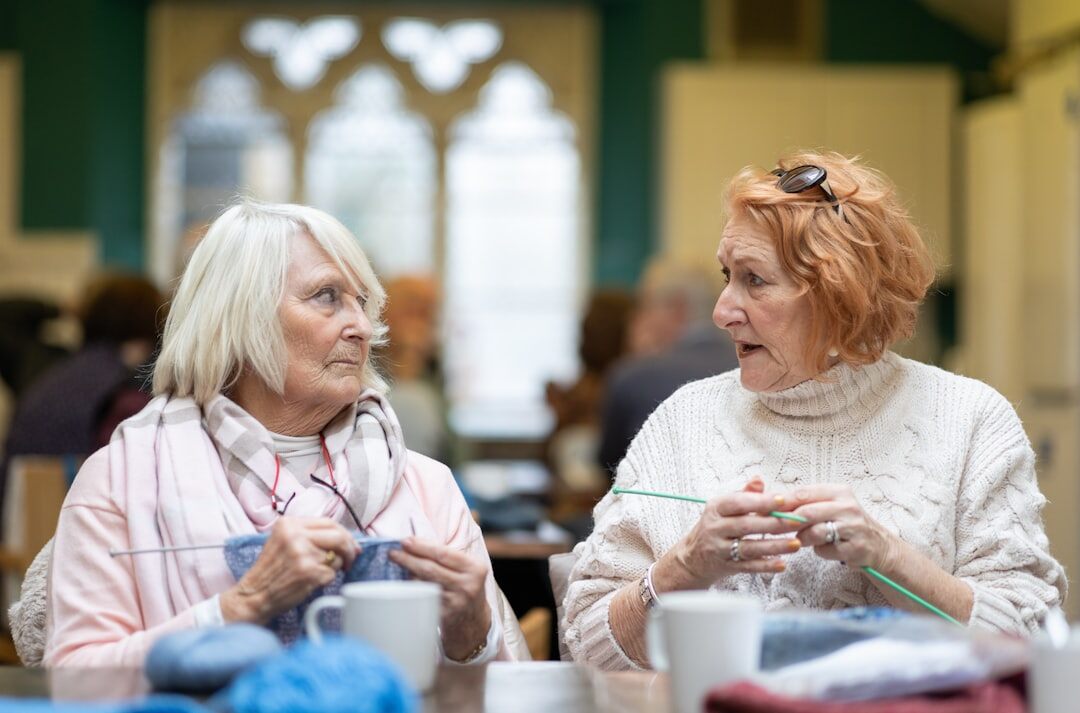 group of seniors crafting